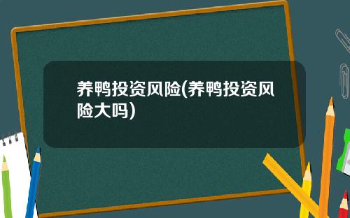 养鸭投资风险(养鸭投资风险大吗)