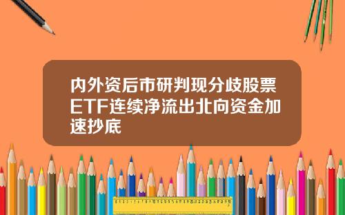 内外资后市研判现分歧股票ETF连续净流出北向资金加速抄底