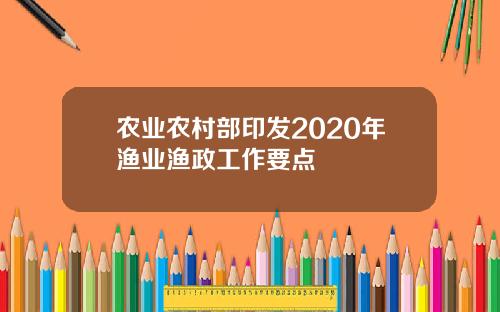 农业农村部印发2020年渔业渔政工作要点