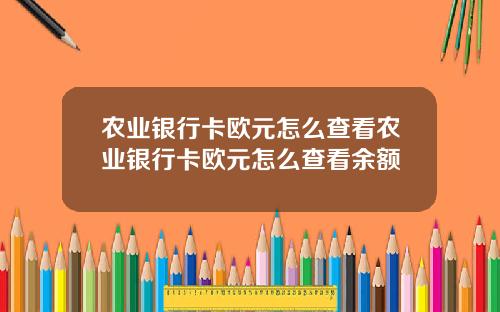 农业银行卡欧元怎么查看农业银行卡欧元怎么查看余额