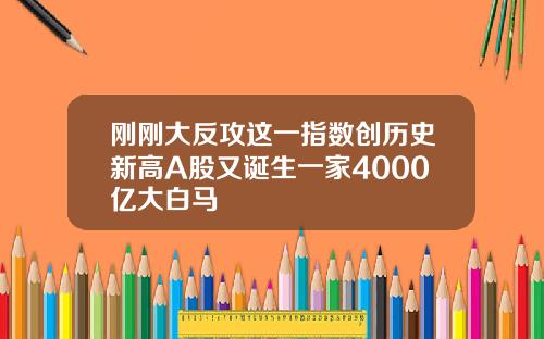 刚刚大反攻这一指数创历史新高A股又诞生一家4000亿大白马