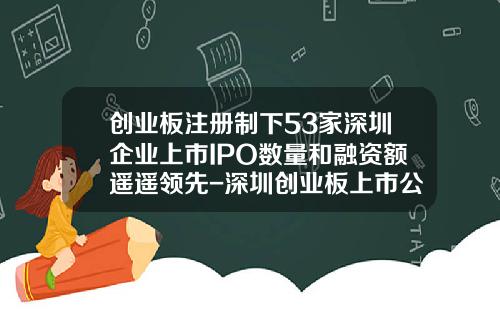 创业板注册制下53家深圳企业上市IPO数量和融资额遥遥领先-深圳创业板上市公司