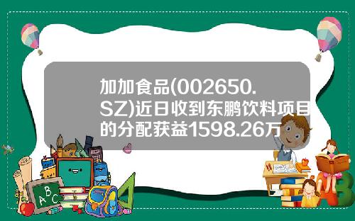 加加食品(002650.SZ)近日收到东鹏饮料项目的分配获益1598.26万元-002650公司概况