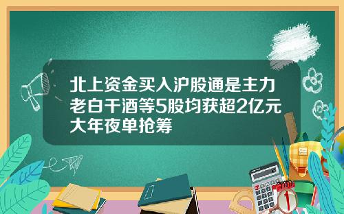 北上资金买入沪股通是主力老白干酒等5股均获超2亿元大年夜单抢筹