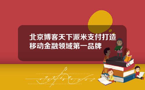 北京博客天下派米支付打造移动金融领域第一品牌