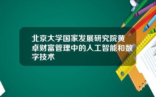 北京大学国家发展研究院黄卓财富管理中的人工智能和数字技术