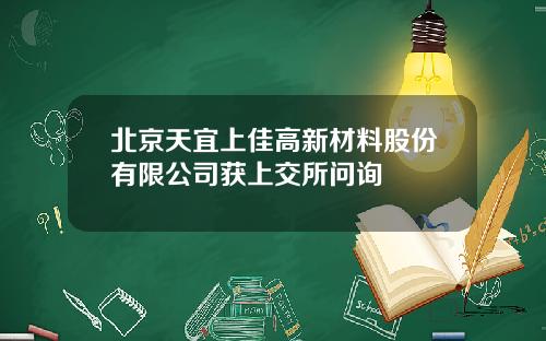 北京天宜上佳高新材料股份有限公司获上交所问询