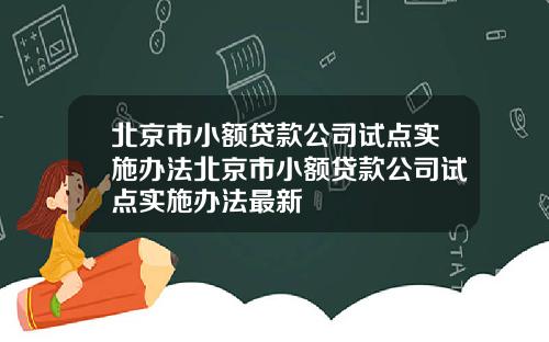 北京市小额贷款公司试点实施办法北京市小额贷款公司试点实施办法最新