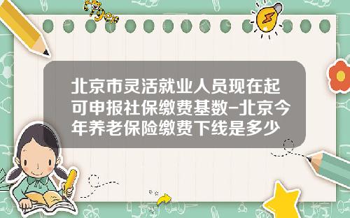 北京市灵活就业人员现在起可申报社保缴费基数-北京今年养老保险缴费下线是多少