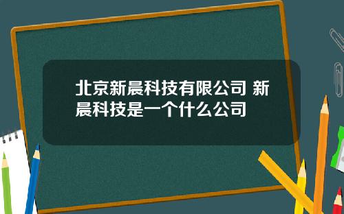 北京新晨科技有限公司 新晨科技是一个什么公司