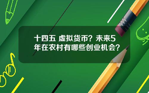 十四五 虚拟货币？未来5年在农村有哪些创业机会？