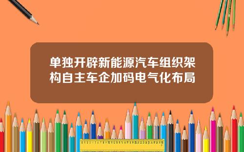 单独开辟新能源汽车组织架构自主车企加码电气化布局