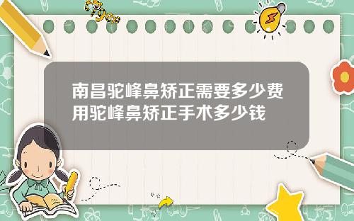 南昌驼峰鼻矫正需要多少费用驼峰鼻矫正手术多少钱