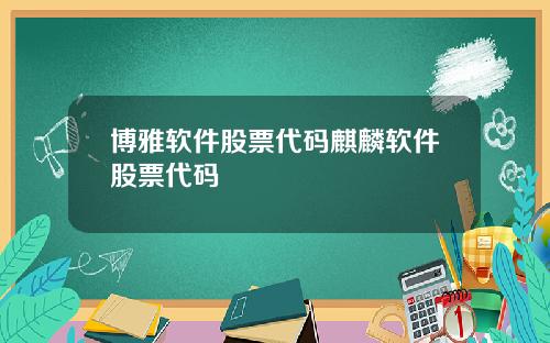 博雅软件股票代码麒麟软件股票代码