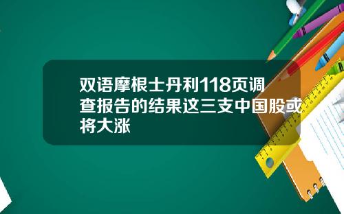 双语摩根士丹利118页调查报告的结果这三支中国股或将大涨