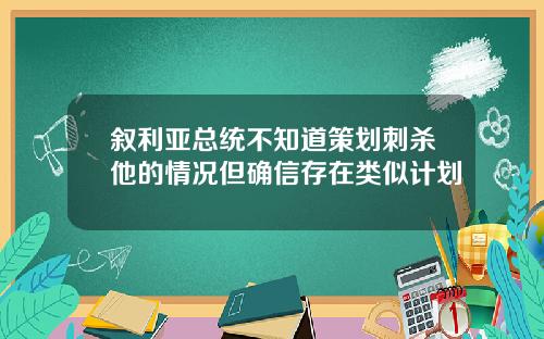 叙利亚总统不知道策划刺杀他的情况但确信存在类似计划