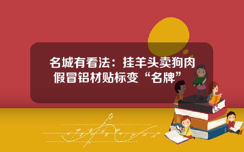 名城有看法：挂羊头卖狗肉 假冒铝材贴标变“名牌”