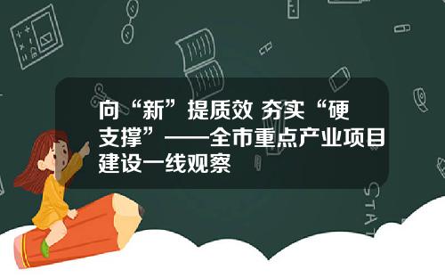 向“新”提质效 夯实“硬支撑”——全市重点产业项目建设一线观察