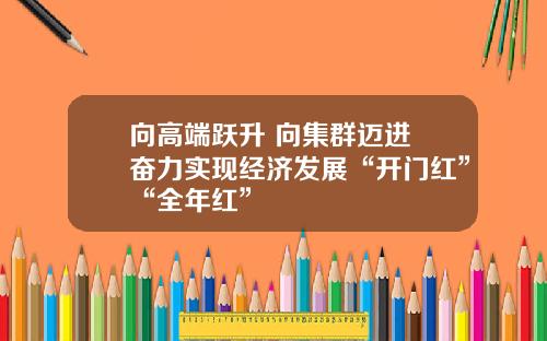 向高端跃升 向集群迈进 奋力实现经济发展“开门红”“全年红”
