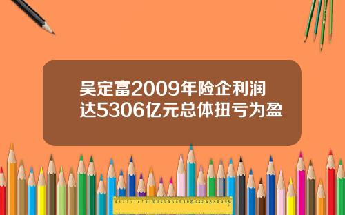 吴定富2009年险企利润达5306亿元总体扭亏为盈