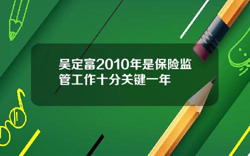 吴定富2010年是保险监管工作十分关键一年