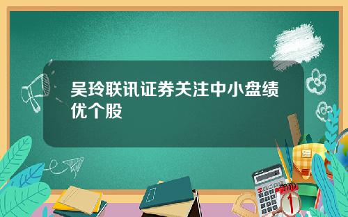 吴玲联讯证券关注中小盘绩优个股