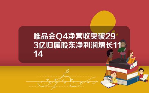 唯品会Q4净营收突破293亿归属股东净利润增长1114