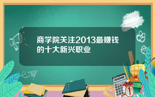 商学院关注2013最赚钱的十大新兴职业