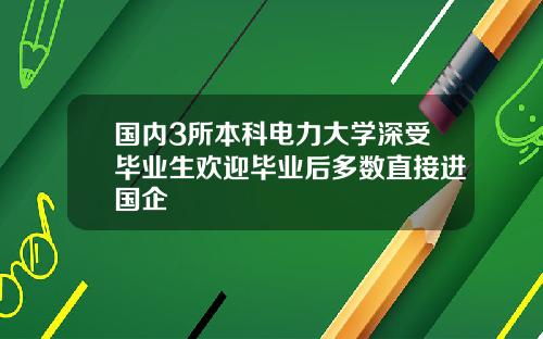 国内3所本科电力大学深受毕业生欢迎毕业后多数直接进国企
