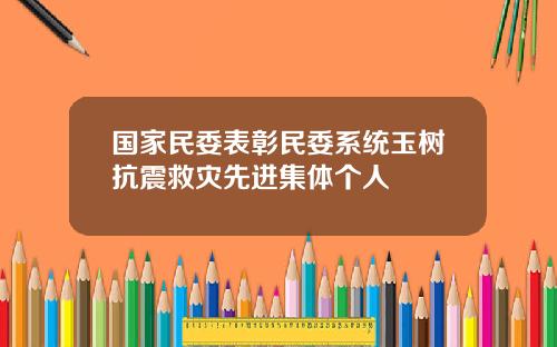 国家民委表彰民委系统玉树抗震救灾先进集体个人