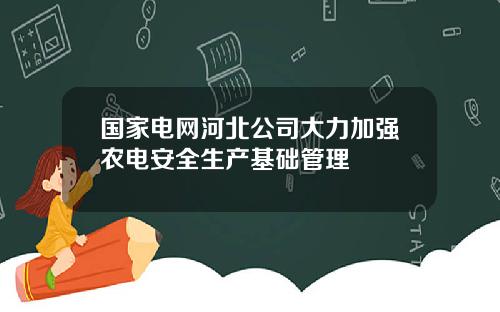 国家电网河北公司大力加强农电安全生产基础管理