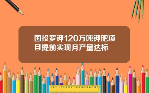 国投罗钾120万吨钾肥项目提前实现月产量达标