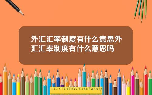 外汇汇率制度有什么意思外汇汇率制度有什么意思吗