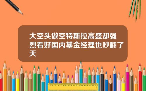 大空头做空特斯拉高盛却强烈看好国内基金经理也吵翻了天