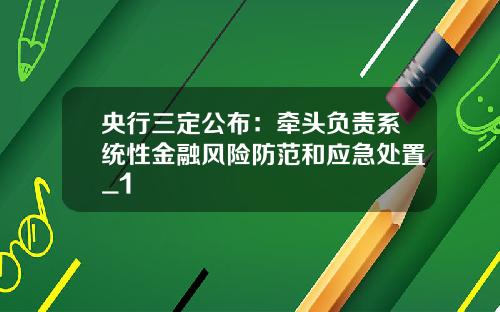 央行三定公布：牵头负责系统性金融风险防范和应急处置_1