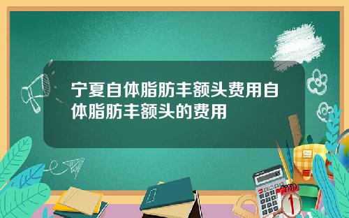 宁夏自体脂肪丰额头费用自体脂肪丰额头的费用