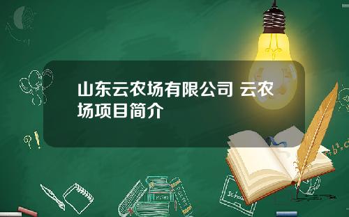 山东云农场有限公司 云农场项目简介