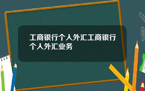 工商银行个人外汇工商银行个人外汇业务
