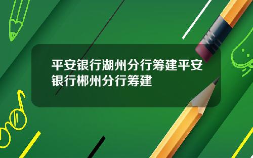 平安银行湖州分行筹建平安银行郴州分行筹建