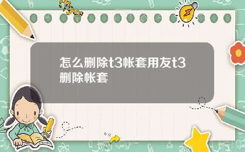 怎么删除t3帐套用友t3删除帐套