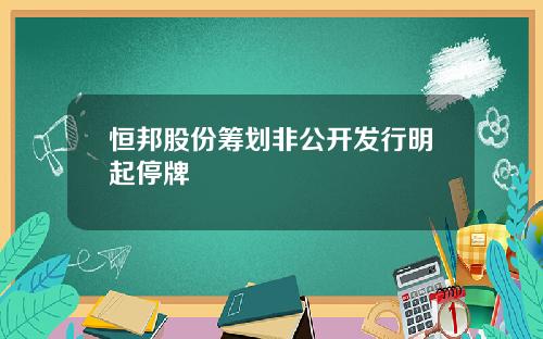 恒邦股份筹划非公开发行明起停牌