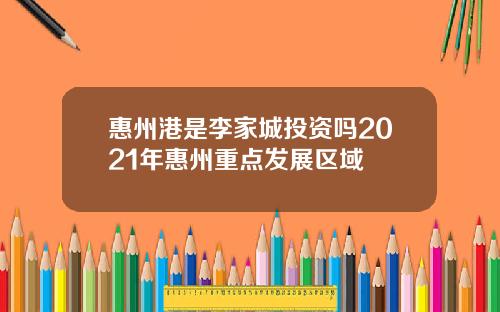 惠州港是李家城投资吗2021年惠州重点发展区域