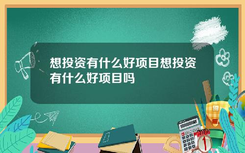 想投资有什么好项目想投资有什么好项目吗