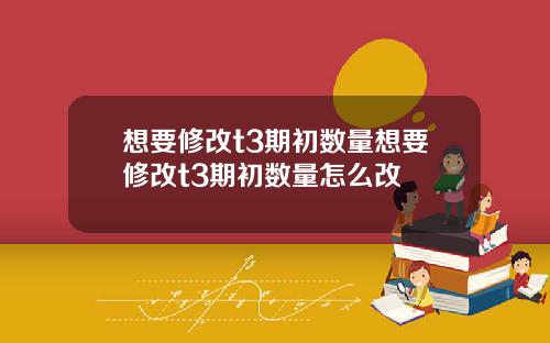 想要修改t3期初数量想要修改t3期初数量怎么改