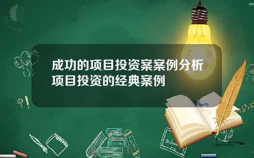 成功的项目投资案案例分析项目投资的经典案例