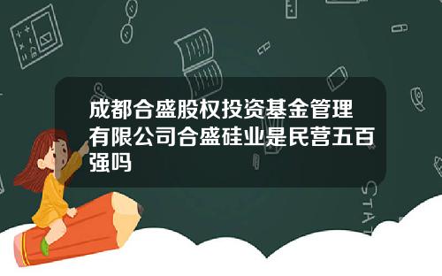 成都合盛股权投资基金管理有限公司合盛硅业是民营五百强吗