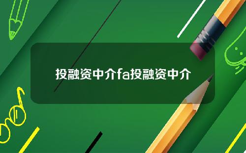 投融资中介fa投融资中介