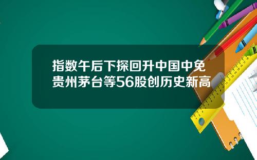 指数午后下探回升中国中免贵州茅台等56股创历史新高