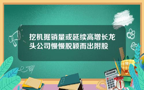 挖机掘销量或延续高增长龙头公司慢慢脱颖而出附股