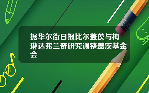 据华尔街日报比尔盖茨与梅琳达弗兰奇研究调整盖茨基金会